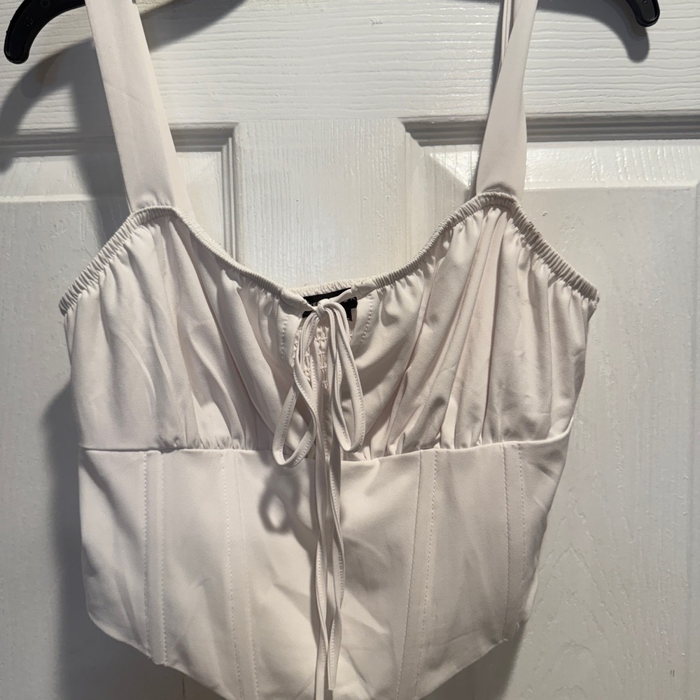 Kendall & Kylie White Smocked Top